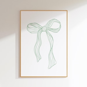 Coquette Decor Sage Green Digital Download Wall Art Nursery Decor Coquette Bow Cute Bow Nursery Decor Coquette Room Decor Minimalist Art