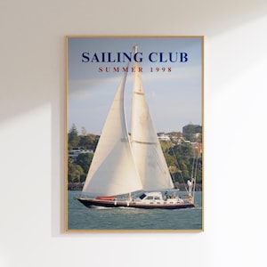 Affiche de voile vintage de luxe, mode côtière imprimable, art mural imprimable Ocean Designer Vibe Print