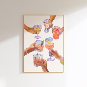 Cheers Print Signature Cocktail Poster Trendy Cin Cin Print Retro Bar Warenkorb Wandkunst Vintage Getränke Poster Druckbare Wandkunst Cocktail Poster