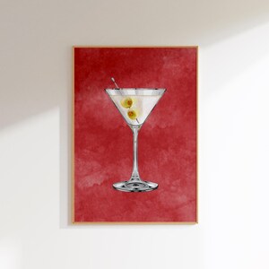 Impresión de martini Copas de martini Póster de martini sucio Póster de cóctel Decoraciones de martini Decoración de carrito de bar Letrero de bebida exclusiva Decoración de apartamento