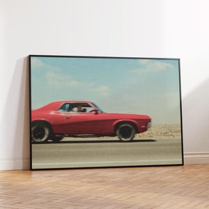 Retro Newsprint Magazine Red Car Old Money Aesthetic Luxury Digital Download Wall Art