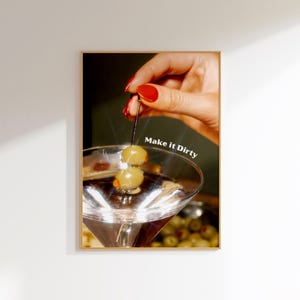 Vuile martini-afdruk Martini-afdruk martini-bril Vuile martini-poster cocktailposter martini decoraties decoratie barwagen decor appartement