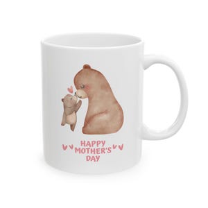 Cute Bear Love Ceramic Mug - Perfect Gift for Animal Lovers, Happy Mother&#39;s Day, Coffee Lovers, Kitchen Decor, Cute Animal Mug, 11 oz 15 oz