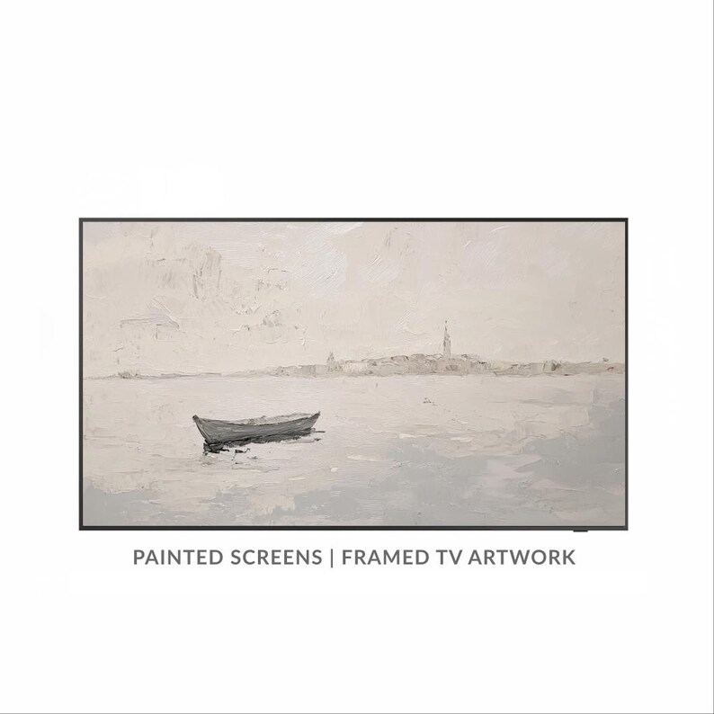 Samsung Frame TV Art Venice Boat on Water Oil Painting European City