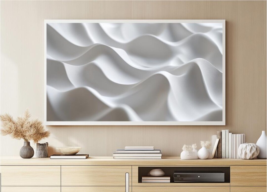 White Abstract Waves Background TV Art, Beautiful Samsung Frame TV ...