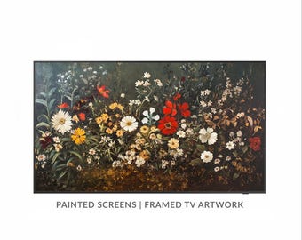 Spring Wildflower TV Art, Samsung Frame TV, Botanical Floral Art, Impressionist Floral Wall Decor, TV Wallpaper, Instant Digital Download