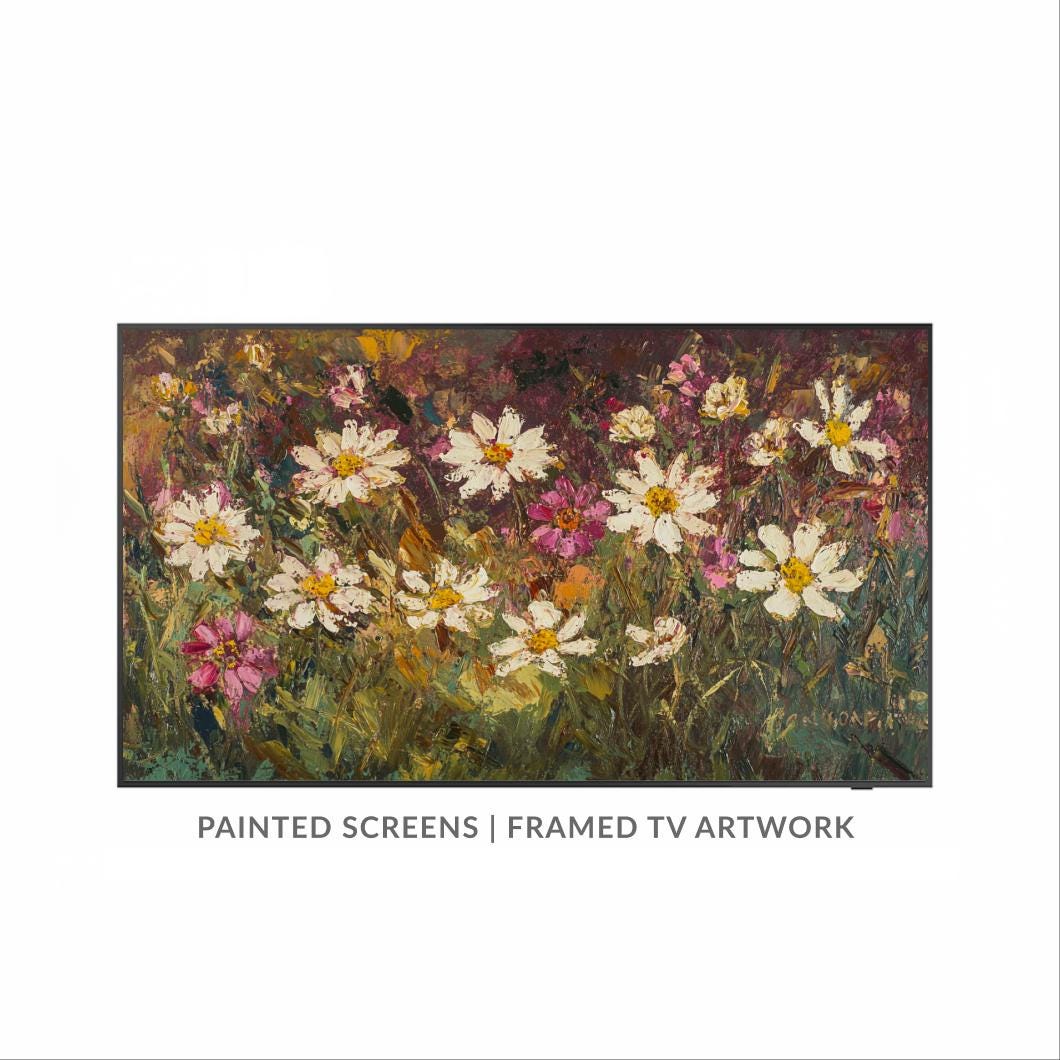 Spring Wildflower TV Art, Samsung Frame TV, Botanical Floral Art, Impressionist Floral Wall Decor, TV Wallpaper, Instant Digital Download
