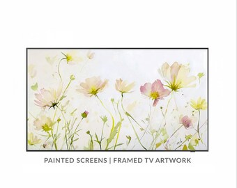 Watercolor Wildflower TV Art, Samsung Frame TV, Botanical Floral Art, Impressionist Floral Decor, TV Wallpaper, Instant Digital Download