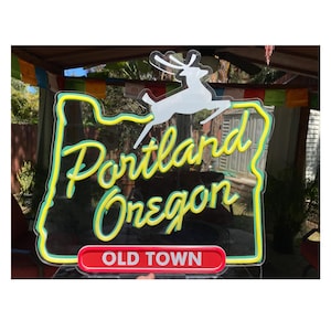 Portland Oregon Neon LED Sign: White Stag PDX Art