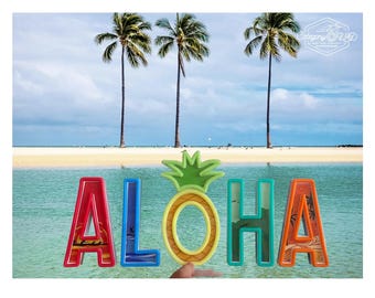 Aloha Honolulu LED Light Sign : Vintage Style Tropical Decor, Hawaii Home Decor