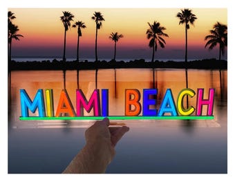 Miami Beach LED Neon Sign: South Florida Coastal Decor