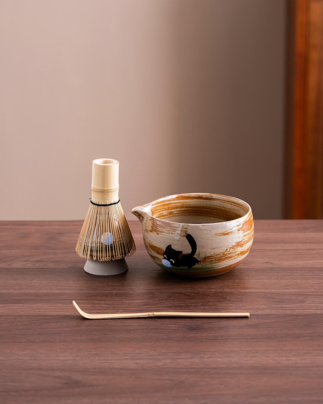 Marce Matcha Whisk Set- Matcha Set Includes Matcha Whisk And Bowl With Spout, Sifter, Holder And Scoop- The Perfect Bamboo Whisk For Matcha Tea (White