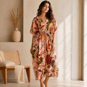 cotton kaftan night dress Gown Cowl Wrap Neck Stretch Color:NUDE Short dresses Printed kaftan Get kaftans now