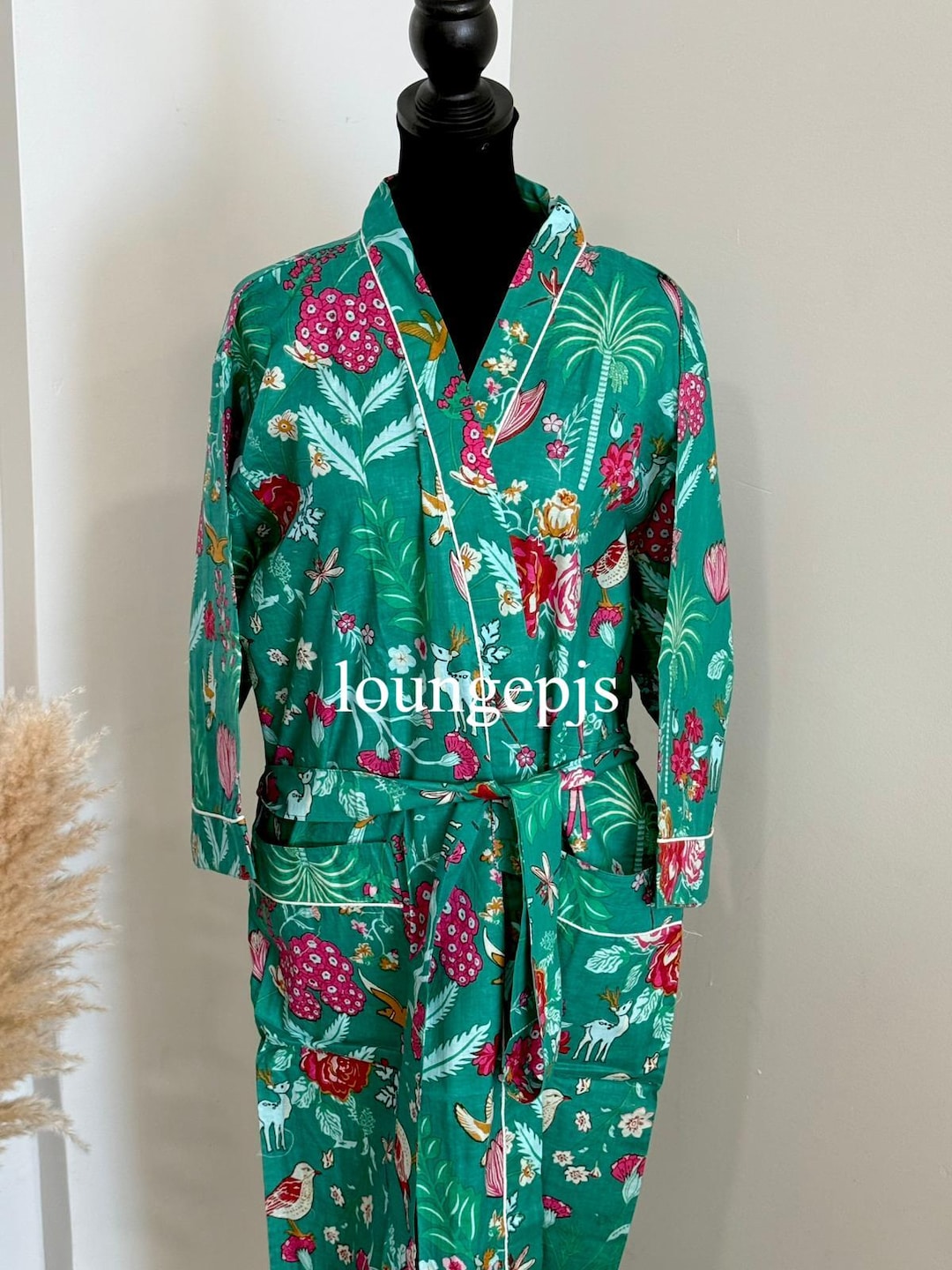 Summer Beach Robe Tropical Beach Robe, Beachy Boho Kimono Robe, Dressing Gown, Block ...