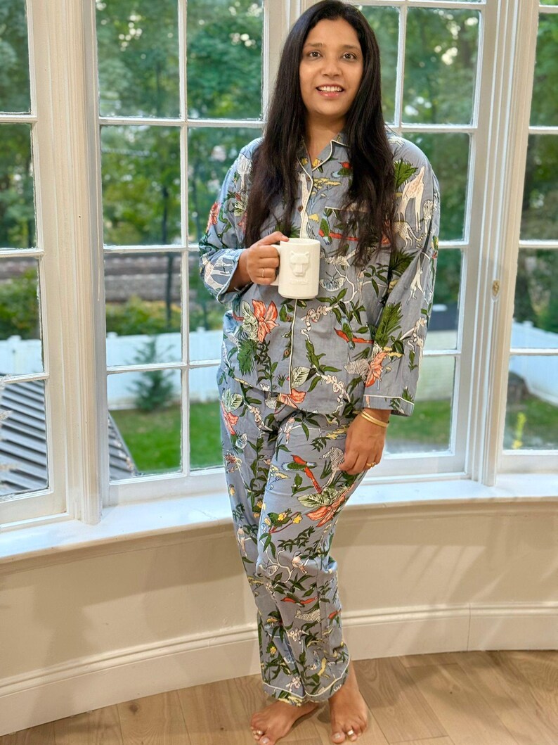 Hand Block Print Cotton Pajama Set, Indian Lounge And Sleepwear, Unique Gift For Her, Christmas Pajamas, Winter Style Gifts, Holiday Pyjamas 3 Pattern