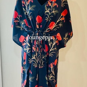 Floral Caftan Dress, Indian Summer Style Dress, Beach Cotton Caftan For Women, Bikini Cover Up, Island Luxe Kaftan, Womens Clothing,Tropical