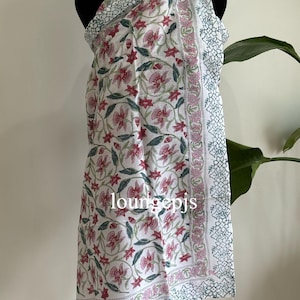 Handblock bedruckter Baumwollsarong: Boho Beach Wrap Schal