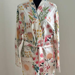 Kimono Robe, Cotton Womens Robes, Bath Robe, Dressing Gown, Block Print Robe, Winter Style, Lounge Sleepwear, Holiday Gift For Grandparent