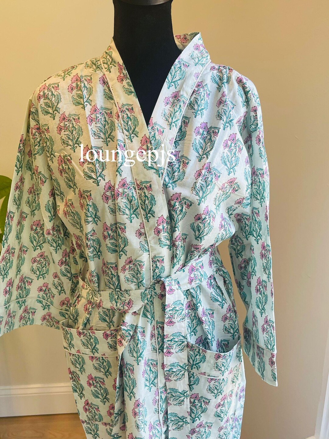 Block Print Robe Hand Block Print Robes Cotton Kimono Robe Kimono Robes Dressing Gown ...