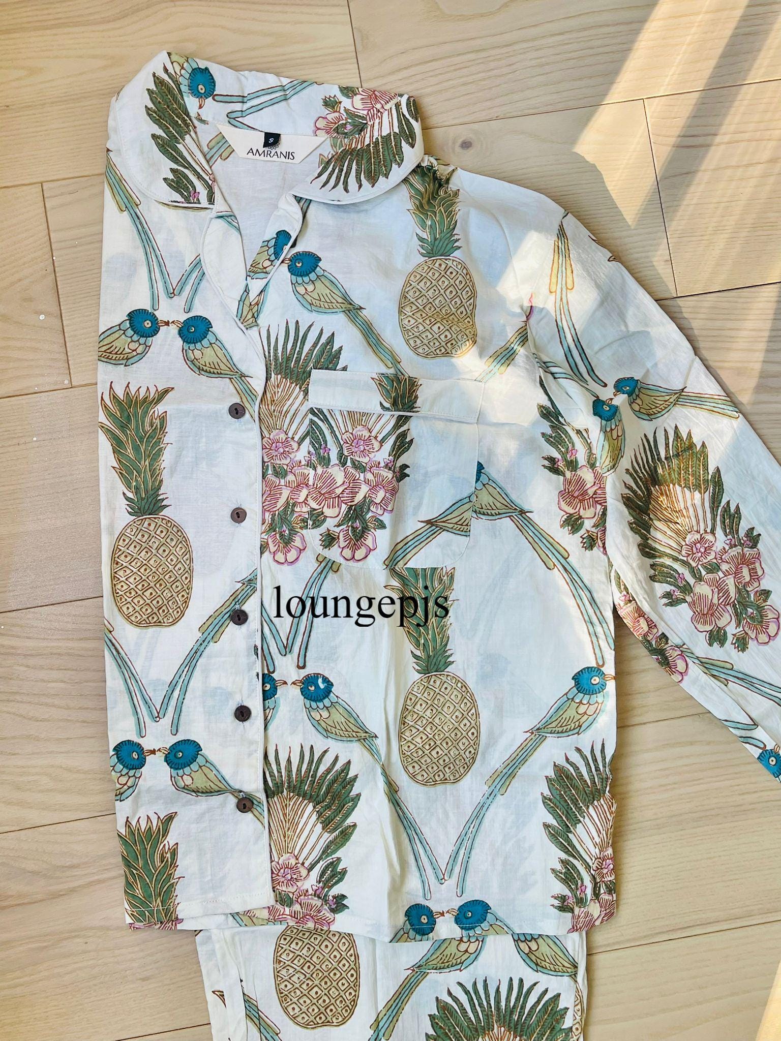 Hand Block Print Cotton Pajama Set: Indian Lounge Sleepwear