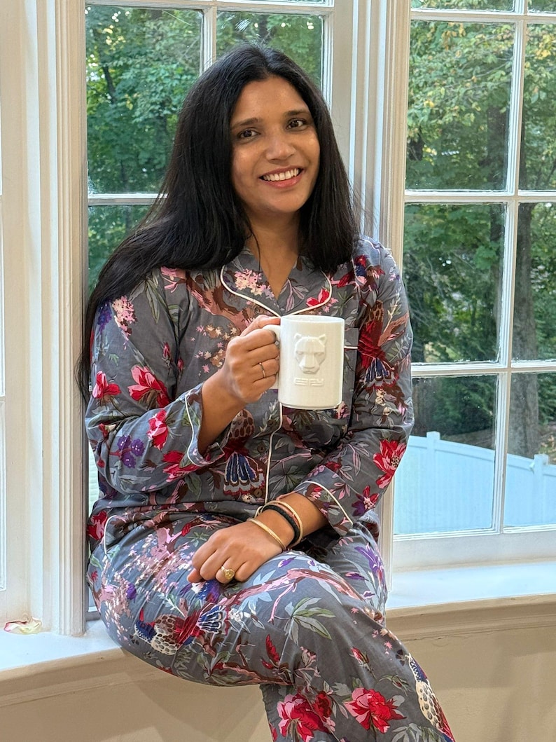 Hand Block Print Cotton Pajama Set, Indian Lounge And Sleepwear, Unique Gift For Her, Christmas Pajamas, Winter Style Gifts, Holiday Pyjamas image 20