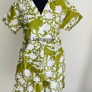 Cotton Pajama Set: Short Sleeve Sleepwear with Hand Block Print