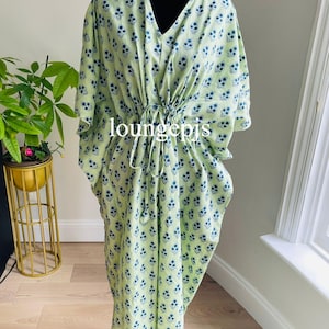 Cotton Kaftan Indian Floral Kaftan Long Caftan Dress For to be Moms Beach Cover up Sleepwear Indian Kaftan Maxi Dress Bikini Cover Up Caftan