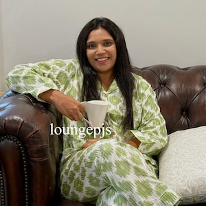 Hand Block Printed Cotton Pajama Set – Women’s Loungewear & Sleepwear - Lightweight Summer Nightwear - Cotton Pajama Set for Women - Gift