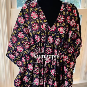 Cotton Kaftan, Indian Floral Kaftan, Long Caftan, Dress For to be Moms, Beach Cover up, Sleepwear, Indian Kaftan, Maxi Dress,Bikini Cover Up