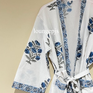 Handmade Cotton Kantha Robe, Quilted Kimono, Indian Beach Cover Up