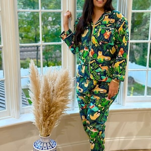 Hand Block Print Cotton Pajama Set, Indian Lounge And Sleepwear, Unique Gift For Her, Christmas Pajamas, Winter Style Gifts, Holiday Pyjamas image 8