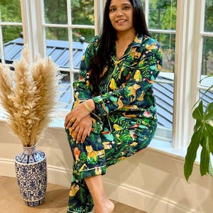 Hand Block Print Cotton Pajama Set, Indian Lounge And Sleepwear, Unique Gift For Her, Christmas Pajamas, Winter Style Gifts, Holiday Pyjamas image 6