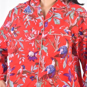 Hand Block Print Cotton Pajama Set, Indian Lounge And Sleepwear, Unique Gift For Her, Christmas Pajamas, Winter Style Gifts, Holiday Pyjamas image 14