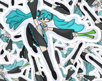 Miku con una varita mágica de puerro