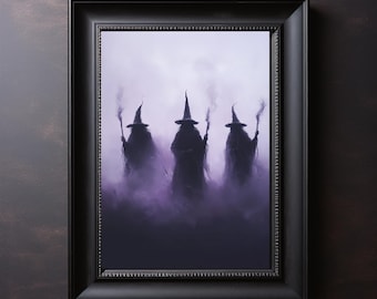 Witchy Wall Art - Halloween vintage witch decor, Spooky Halloween Witch wall art, digital download, gothic witch printable