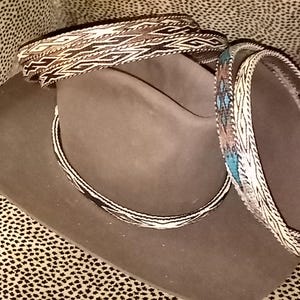 Hand woven horse hair hat band cowboy accessories