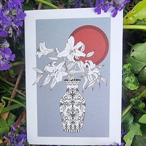 Vase mit Lillies - Geschenkkarte
