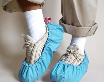 Reusable Shoe Covers: Upcycled Waterproof Anti-Slip Fabric (Turquoise)