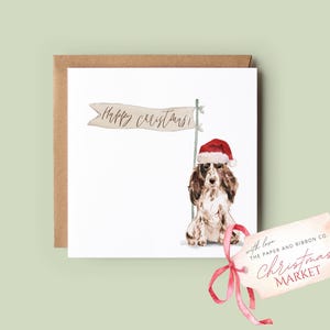 Carte de Noël cocker spaniel pour parents de chiens | de Noël pour chien | Carte de Noël de maman de chien | Carte de Noël du chien | Cadeau pour amoureux des chiens