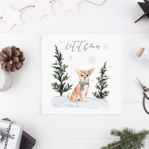 Carte de Noël chihuahua pour parents de chiens | Carte de Noël de chien chiwawa |  Carte de Noël de maman de chien | Carte de Noël de chien