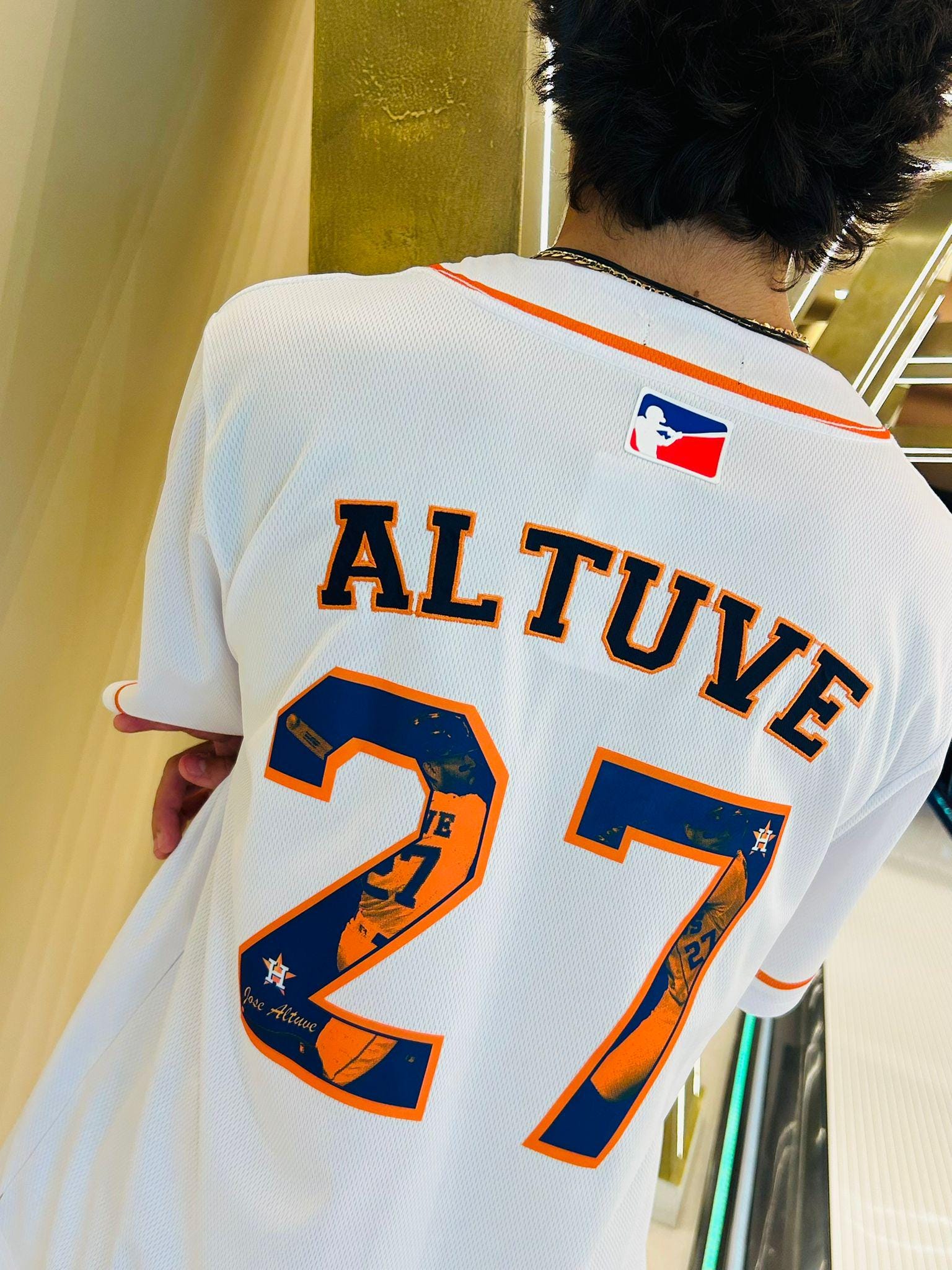 Houston 27 Streetwear Baseball Jersey, Orange Navy Embroidered