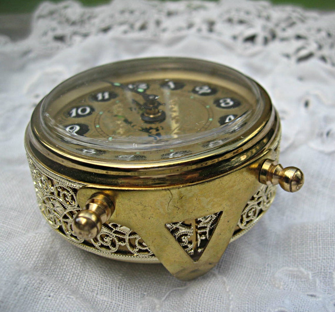 Vintage alarm clock West Germany works petite with filigree Etsy