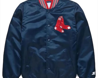 Boston Red Sox Varsity Jacket Navy Blue Satin Letterman Jacket Team Varsity Jackets Varsity Jacket Mens Custom Varsity Jackets