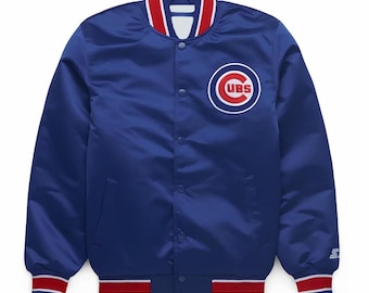 Chicago Cubs Varsity Jacket Blue Satin Jacket Letterman Jacket Varsity Jacket Mens Custom Varsity Jackets Team Varsity Jackets