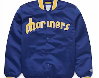 Seattle Mariners Varsity Jacket Blue Satin Jacket Letterman Jacket Varsity Jacket Mens Team Varsity Jackets Custom Varsity Jackets