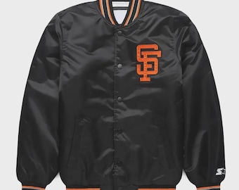 San Francisco Giants Varsity Jacket Black Satin Jacket Letterman Jacket Varsity Jacket Mens Custom Varsity Jackets Team Varsity Jackets