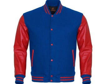 Varsity Jacket Blue Body and Red Leather Sleeves Letterman Jacket Custom Varsity Jackets Team Varsity Jackets Varsity Jacket Mens