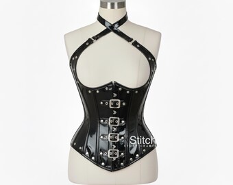 PVC-korsetttopp under bysten | Korsett med justerbara remmar | Midjebandage med stålben | Gotisk bustier | Gotisk viktoriansk korsett | Timglas