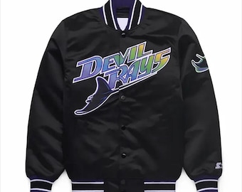 Tampa Bay Rays Varsity Jacket NavyBlue Satin Jacket Letterman Jacket Custom Varsity Jackets Team Varsity Jackets Varsity Jacket Mens