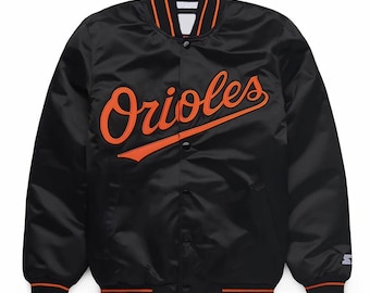 Baltimore Orioles Varsity Jacket Black Satin Jacket Letterman Jacket Varsity Jacket Mens Custom Varsity Jackets Team Varsity Jackets